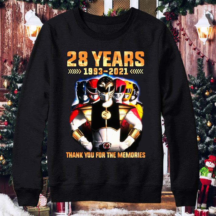Power Rangers 28 years 1993-2021 thank you for the memories shirt