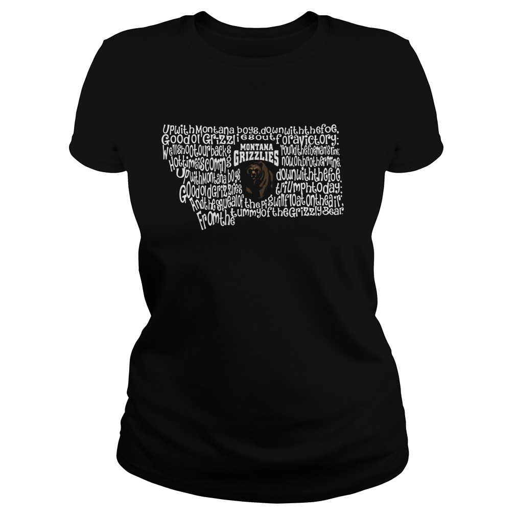 Montana Grizzlies Fight Song Inside State Map Shirt 6 Montana Grizzlies Fight Song Inside State Map Ladie Tee
