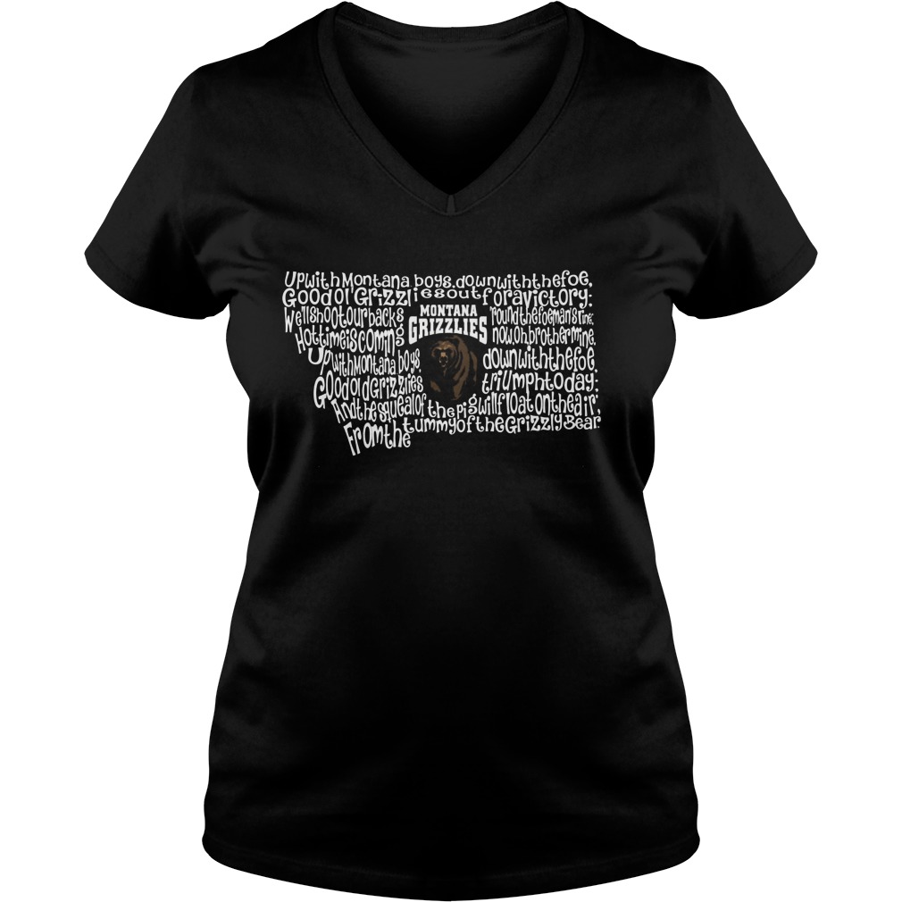 Montana Grizzlies Fight Song Inside State Map Shirt 5 Montana Grizzlies Fight Song Inside State Map Ladies Vneck