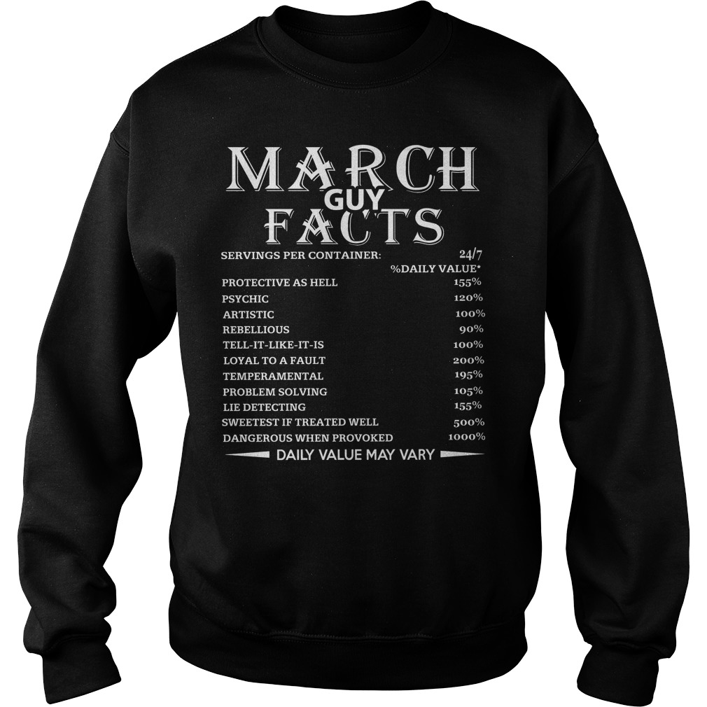 March Guy Facts Born In March Birthday Gift Shirt 3 March Guy Facts Born In March Birthday Gift Sweater