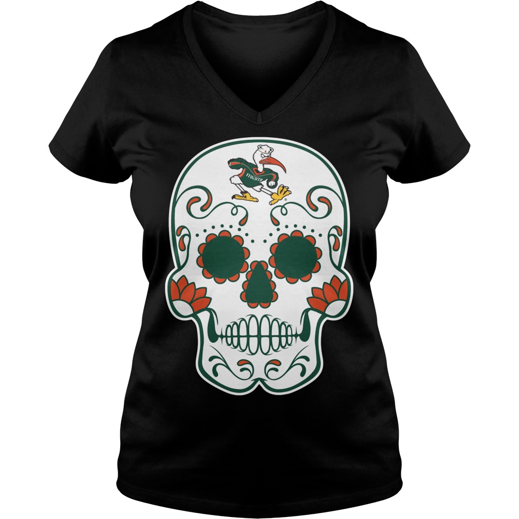 Miami Hurricanes Sugarskull Shirt 5 Miami Hurricanes Sugarskull V Neck
