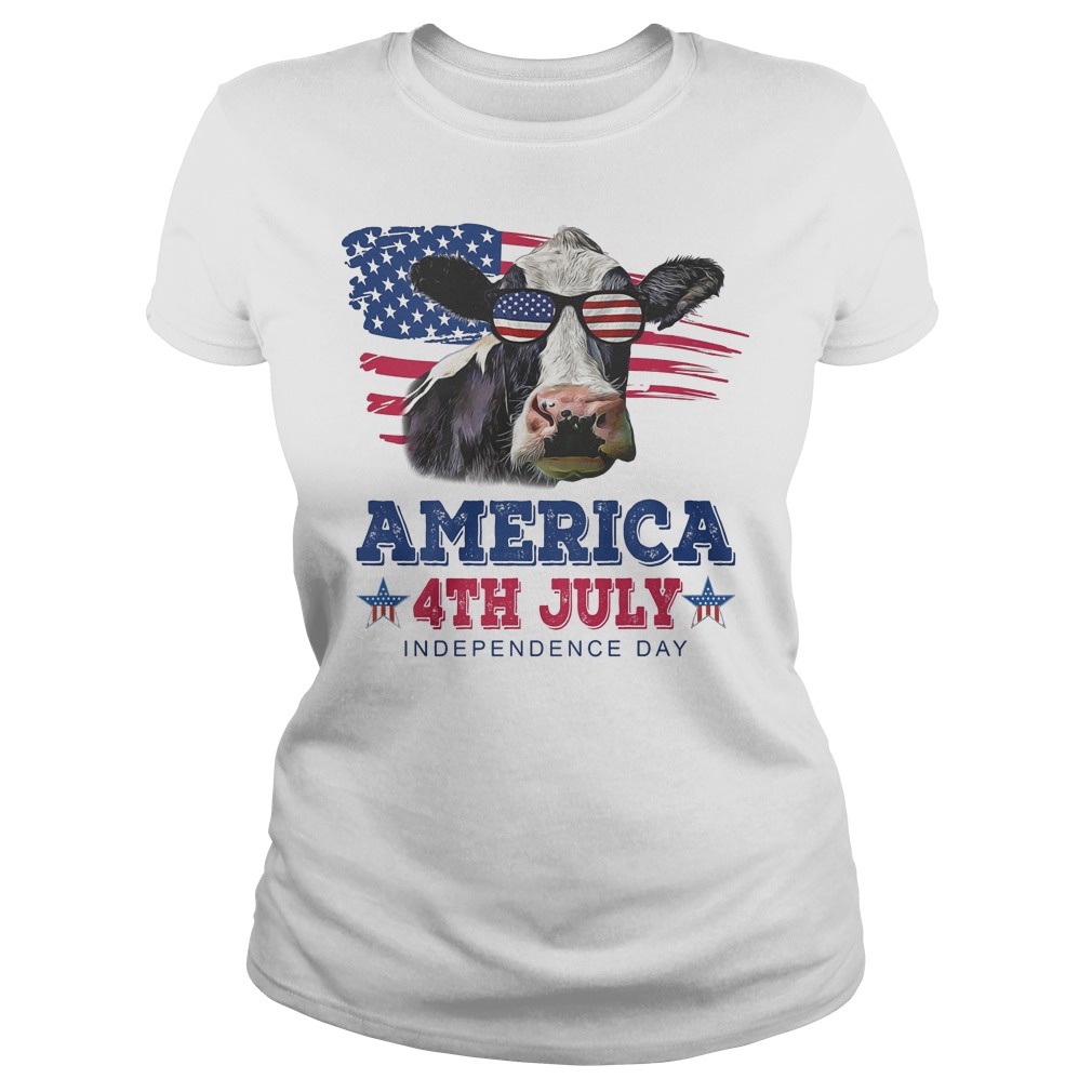 Cow America 4th July Independence Day T-Shirt 18 Cow America 4th July Independence Day Ladies