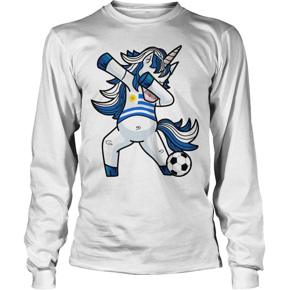 Dabbing Soccer Unicorn Uruguay T-Shirt 4 Dabbing Soccer Unicorn Uruguay Longsleeve
