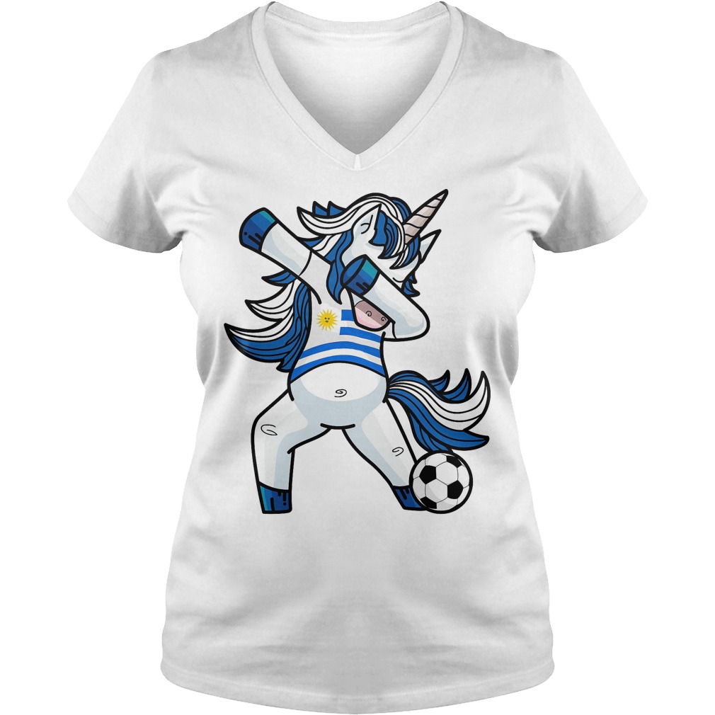 Dabbing Soccer Unicorn Uruguay T-Shirt 5 Dabbing Soccer Unicorn Uruguay V Neck