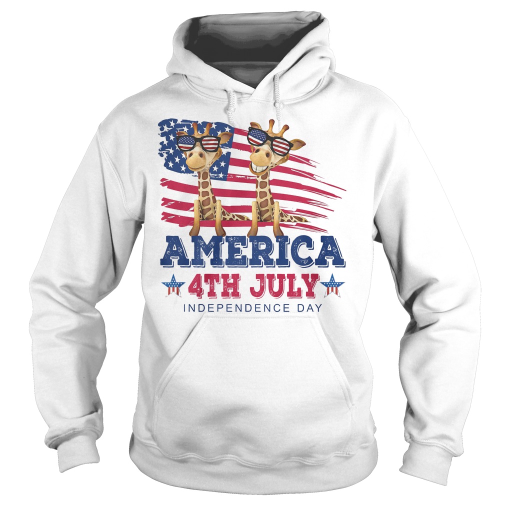 Giraffes America 4th July Independence Day T-Shirt 2 Giraffes America 4th July Independence Day Hoodie