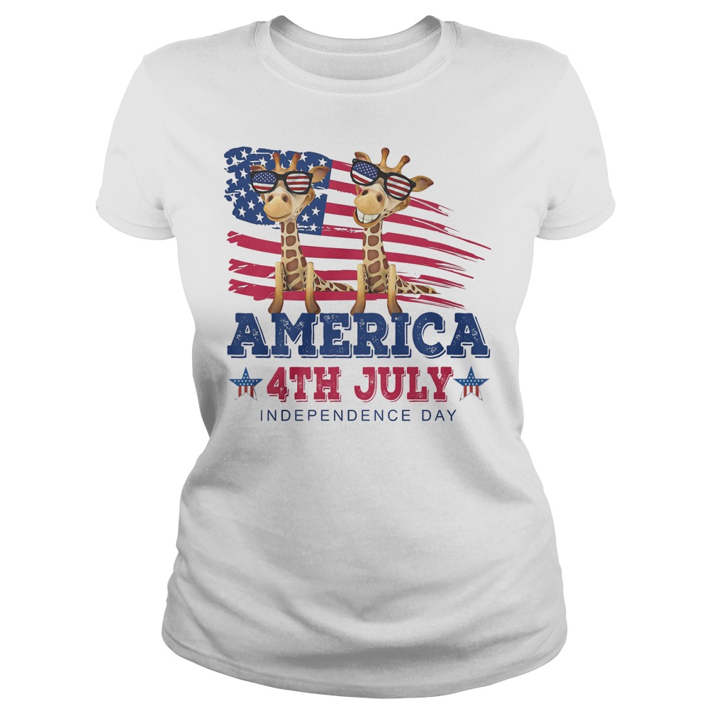 Giraffes America 4th July Independence Day T-Shirt 7 Giraffes America 4th July Independence Day Ladies