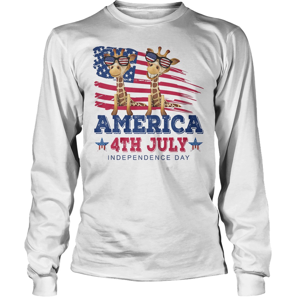 Giraffes America 4th July Independence Day T-Shirt 4 Giraffes America 4th July Independence Day Longsleeve