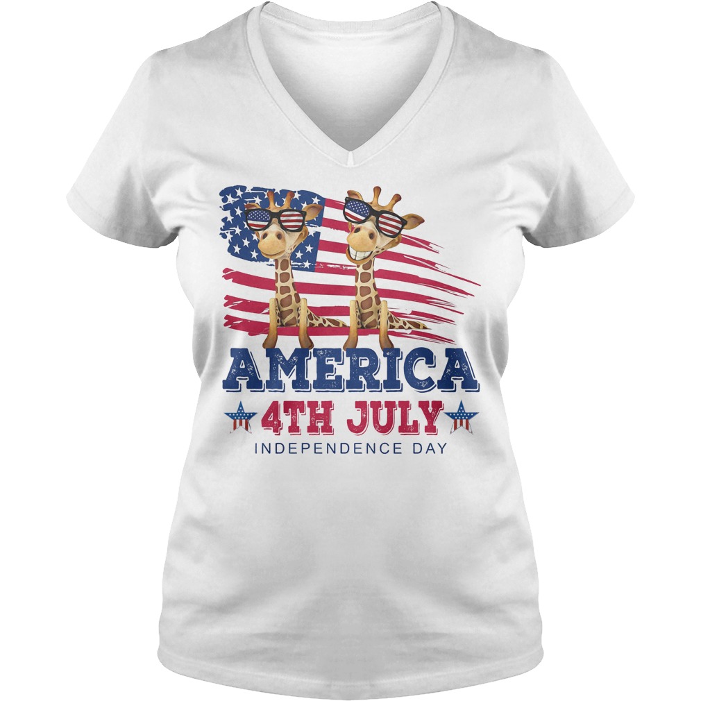 Giraffes America 4th July Independence Day T-Shirt 5 Giraffes America 4th July Independence Day V Neck