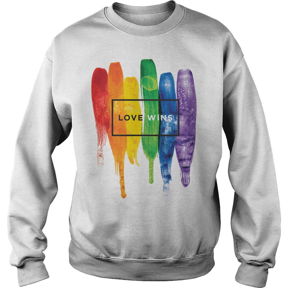 Watercolor LGBT Love Wins Rainbow Paint Typography T-Shirt 3 Watercolor Lgbt Love Wins Rainbow Paint Typography Sweater