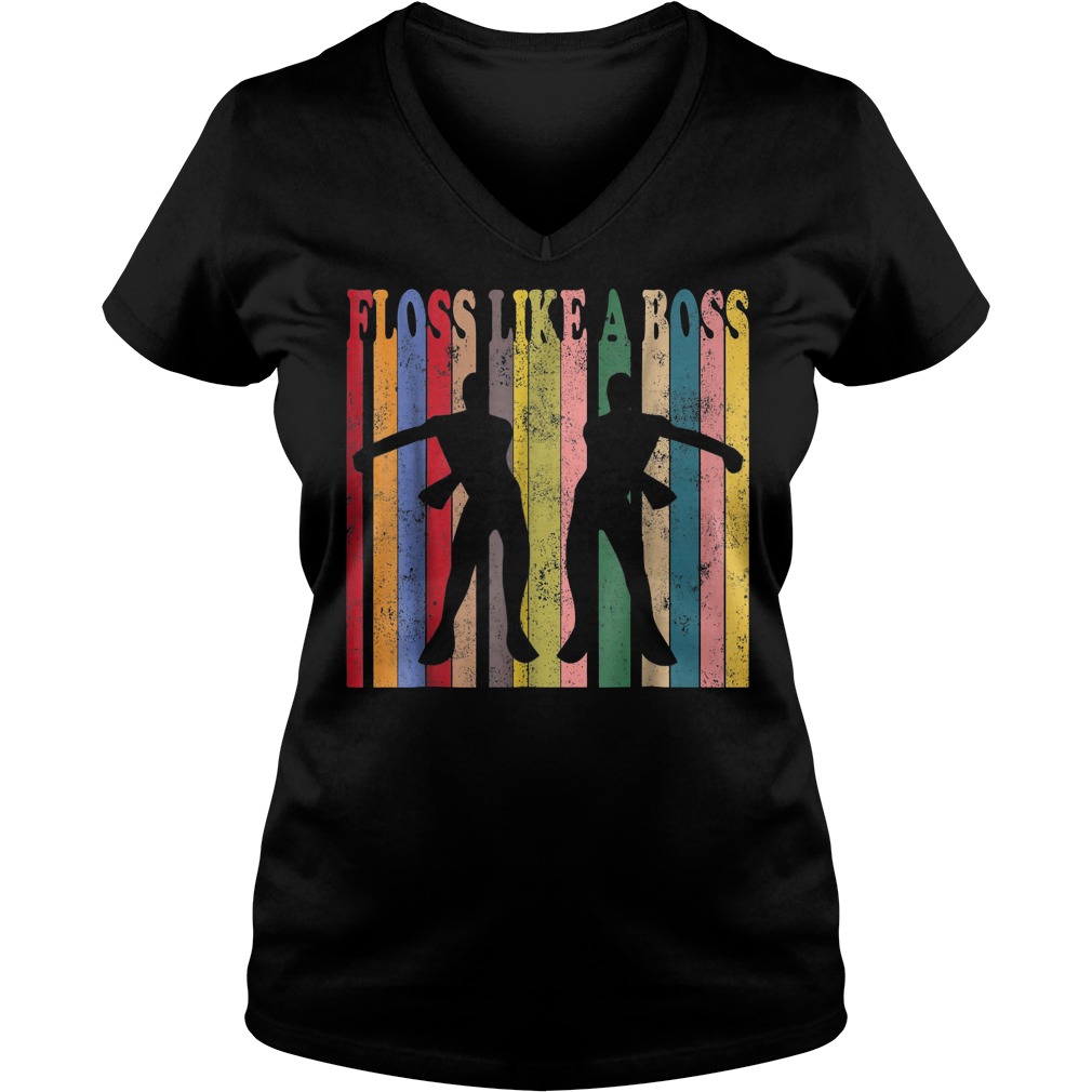 Flossing Dance Vintage Retro Floss Like A Boss T-Shirt 10 Flossing Dance Vintage Retro Floss Like A Boss T-Shirt Ladies V-Neck