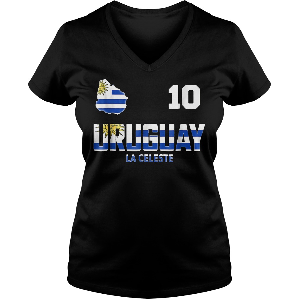 Uruguay Soccer World Cup 2018 T-Shirt 10 Uruguay Soccer World Cup 2018 T-Shirt Ladies V-Neck