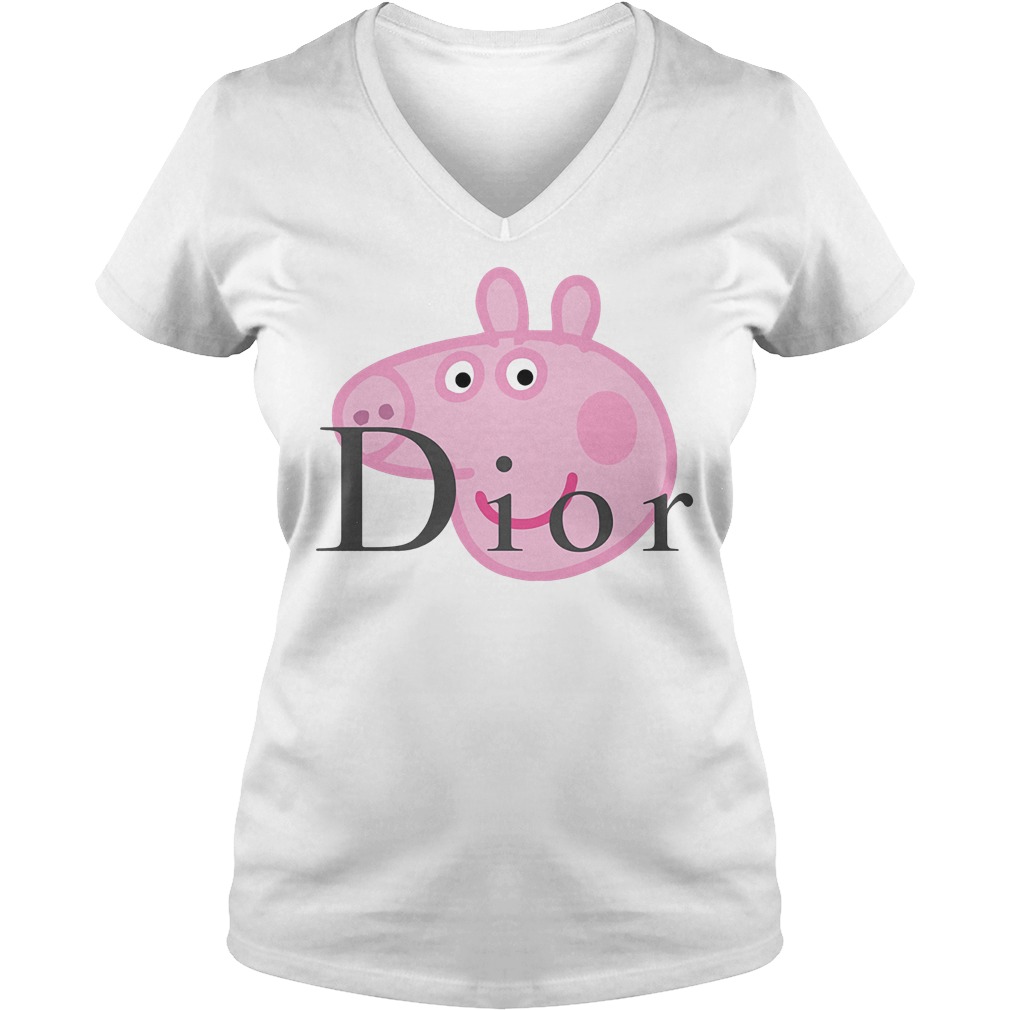 Dior Peppa Pig shirt 4 Dior Peppa Pig shirt Ladies V-Neck