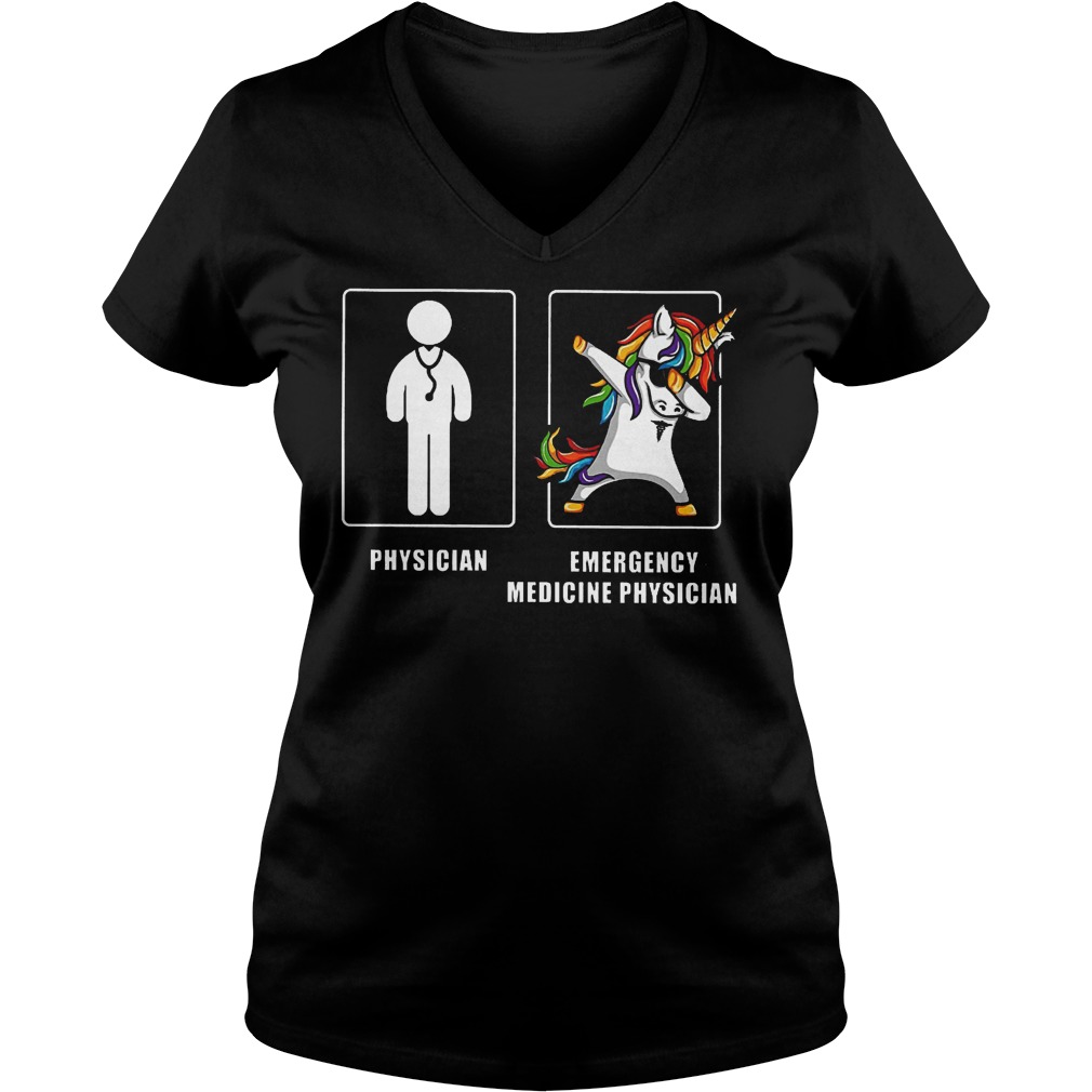 Emergency Medicine Physician Unicorn Dabbing Shirt 6 Emergency Medicine Physician Unicorn Dabbing Shirt Ladies V-Neck