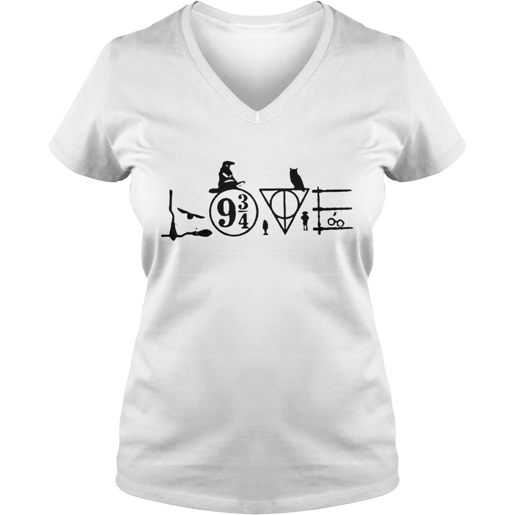 Harry Potter Witch Hat Love 9 3/4 Shirt 6 Harry Potter Witch Hat Love 9 3/4 Shirt Ladies V-Neck