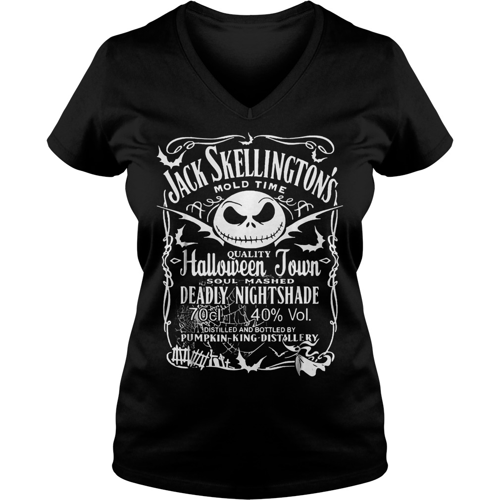 Jack Skellington's mold time quality halloween town shirt 4 Jack Skellington's mold time quality halloween town shirt Ladies V-Neck
