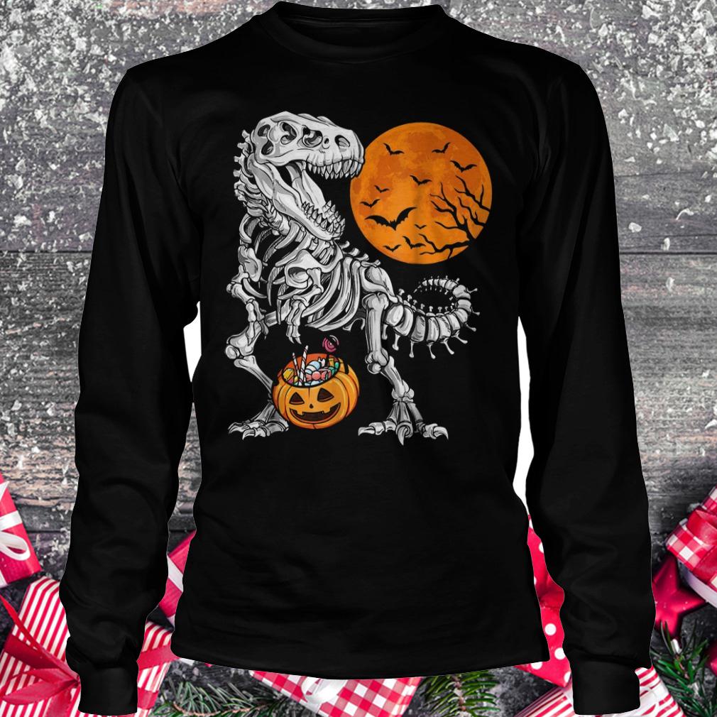 Halloween dinosaur T rex skeleton pumpkin moon shirt 5 Halloween dinosaur T rex skeleton pumpkin moon shirt Longsleeve Tee Unisex