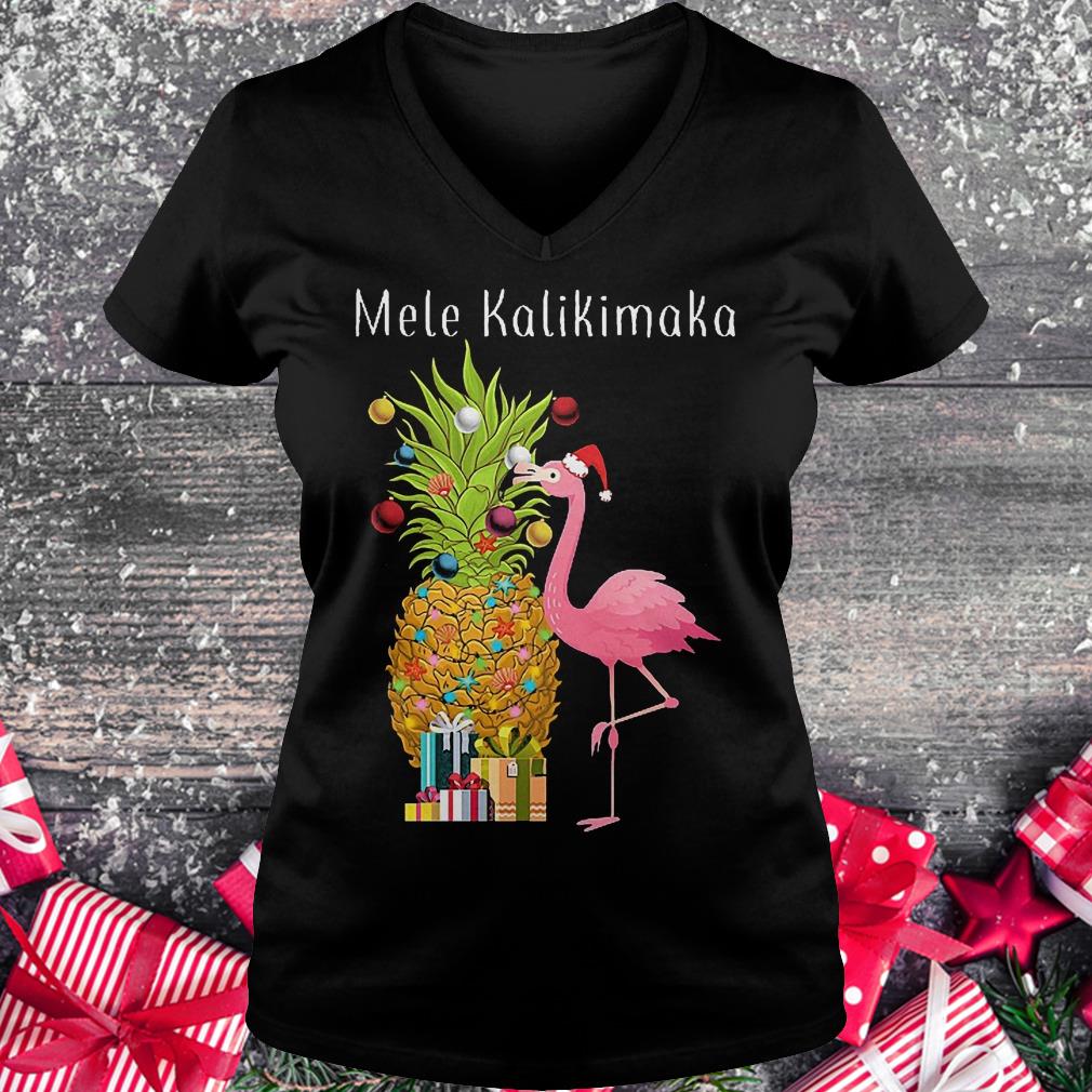Mele Kalikimaka flamingo shirt 4 Mele Kalikimaka flamingo shirt Ladies V-Neck