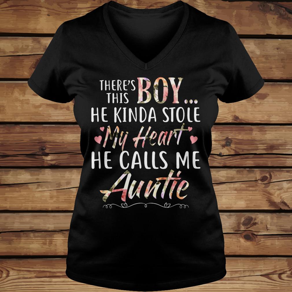 There's this boy he kinda stole my heart hel calls me auntie shirt 4 There's this boy he kinda stole my heart hel calls me auntie shirt Ladies V-Neck