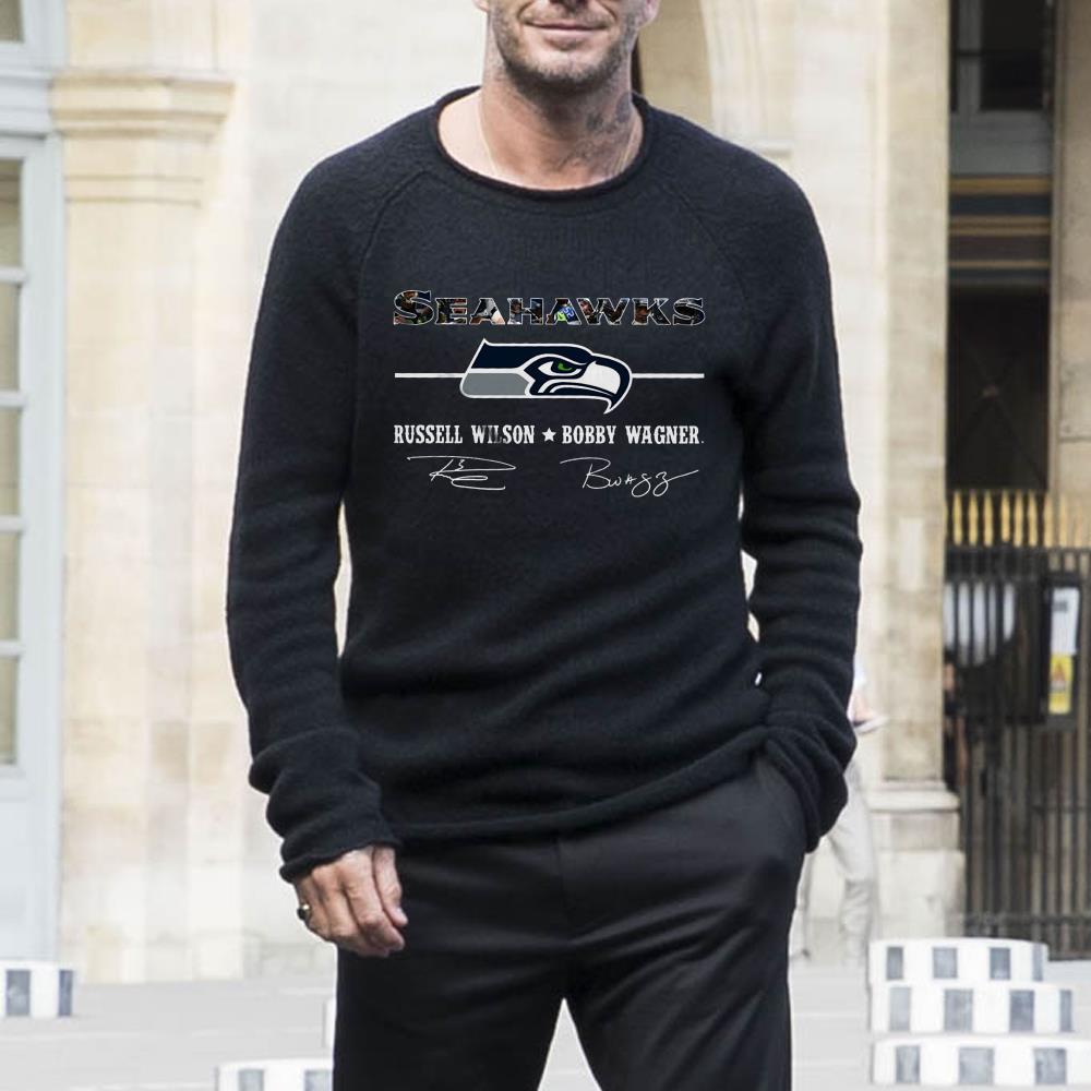 Premium Seahawks Russell Wilson Bobby Wagner Signature shirt 1 Premium Seahawks Russell Wilson Bobby Wagner Signature shirt 2