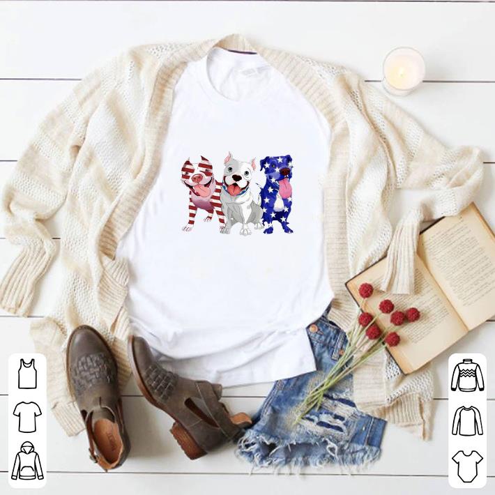 Funny Red white and blue Pitbull American flag shirt
