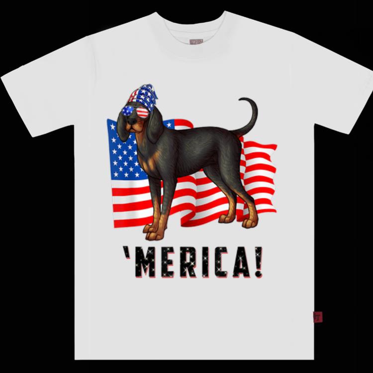 4th Of July Black And Tan Coonhound Dog Merica Tee shirt
