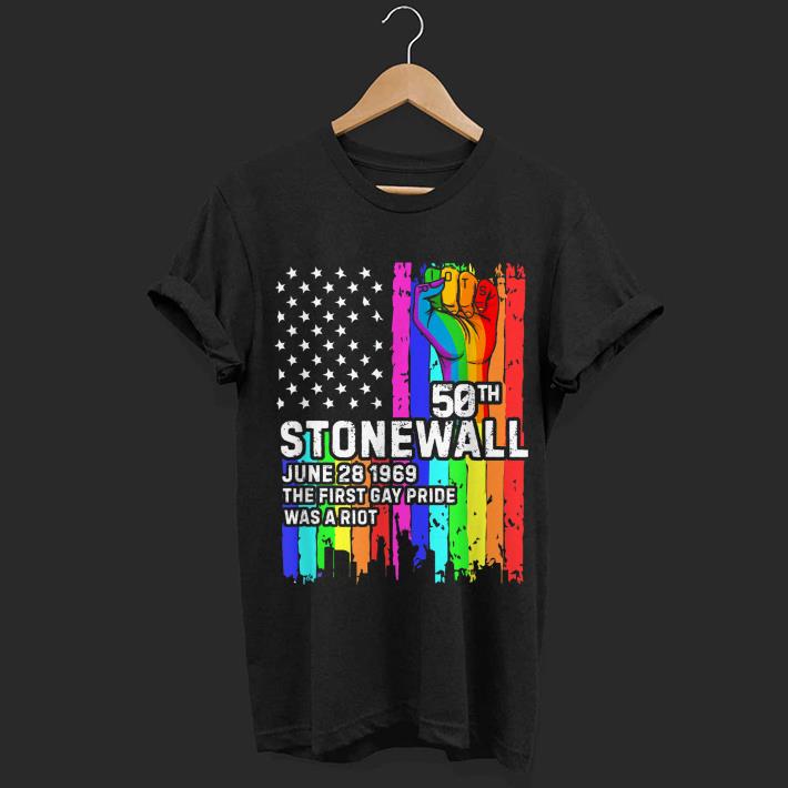 Awesome 50th Stonewall june 28 1969 The First gat Pride Was A Riot LGBT Rainbow Flag American shirt