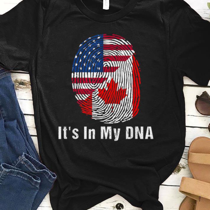 Awesome Canada Flag And USA Flag Dna Fingerprint shirt