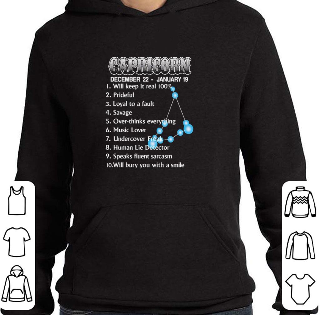 Funny Capricorn december 22 january 19 will keep it real 100 prideful shirt