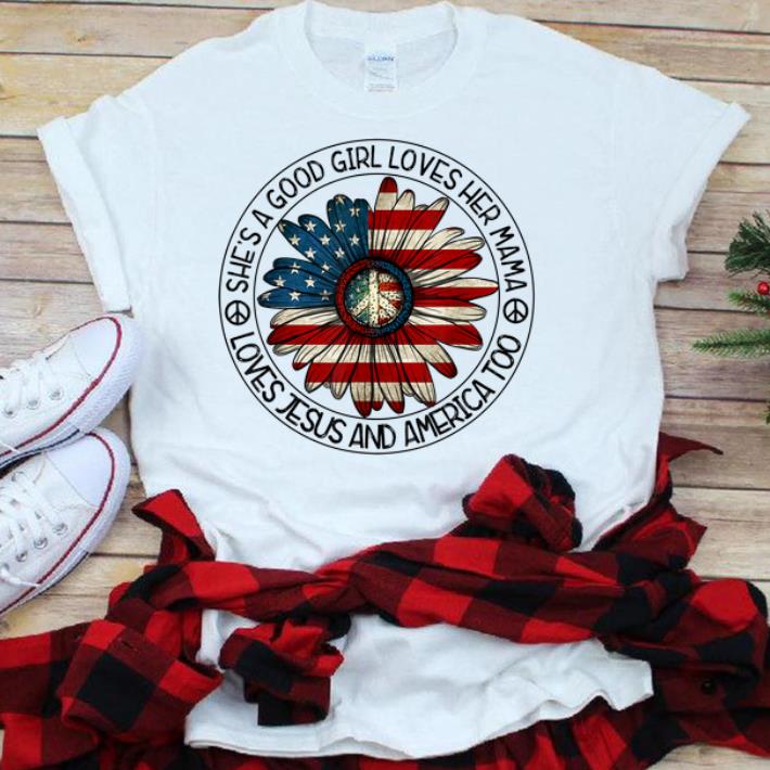 Hippy Girl Loves Her Mama Jesus And America Flag Flowers sjirt
