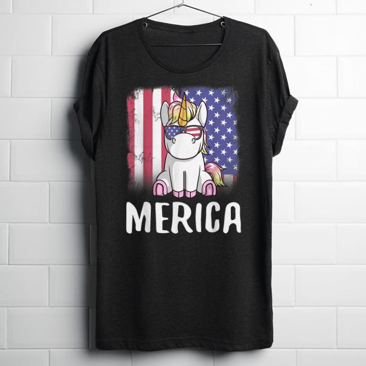 Merica Unicorn Patriotic Usa Flag 4th Of July American Cute shirt