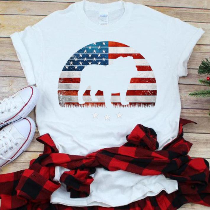 Nice 4th Of July English Bulldog America Distressed Flag Sunset Shirt