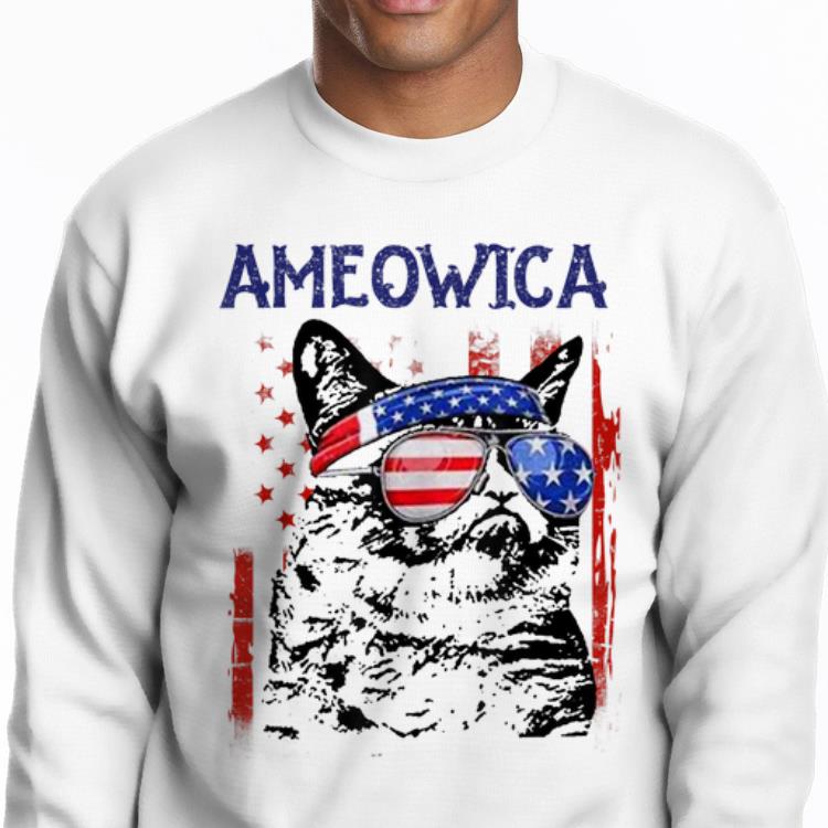 Original 4th Of July Meowica Cat American Flag Glasses Funny shirt 1 Original 4th Of July Meowica Cat American Flag Glasses Funny shirt 2
