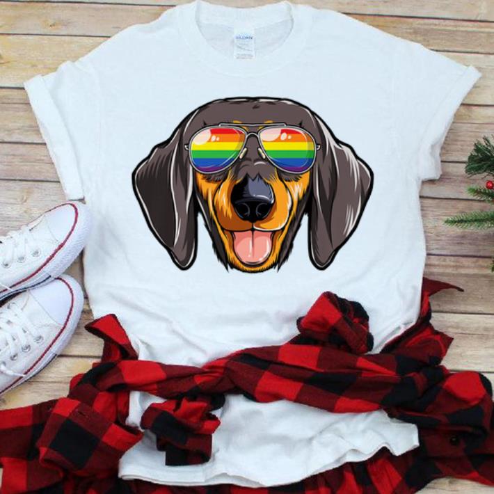 Original Dachshund Gay Pride Flag Sunglasses LGBT Dog Puppy Shirt