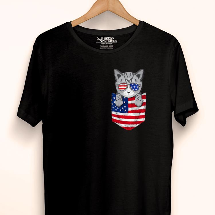 Original Kitty In Pocket American Flag 4th July Cat Lovers Gift shirt