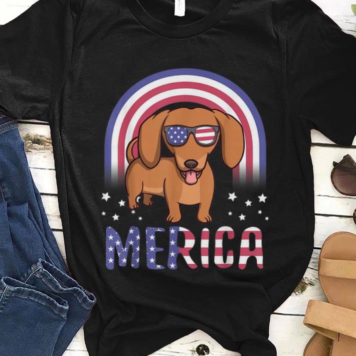 Original Merica Dachshund Dog Usa American Flag 4th Of July Patriotic Shirt