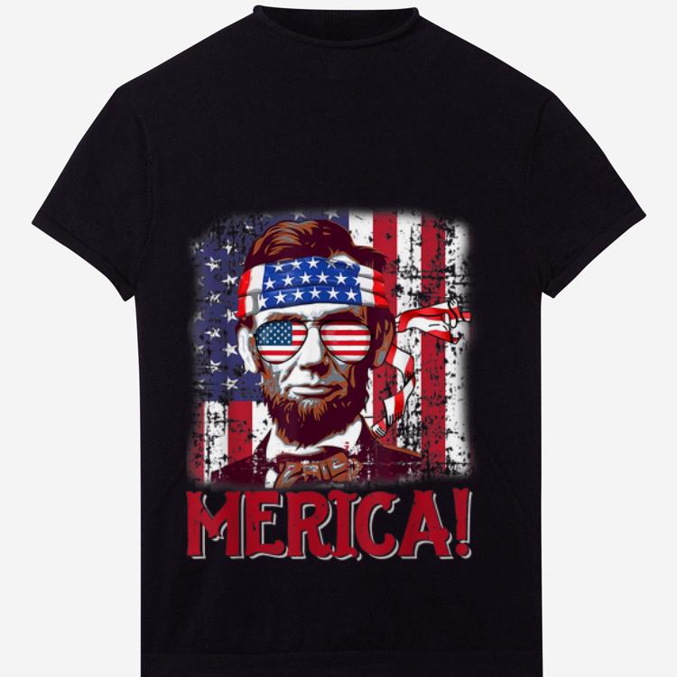 Premium 4th Of July Merica Abraham Lincoln American Flag Independence Day Shirt