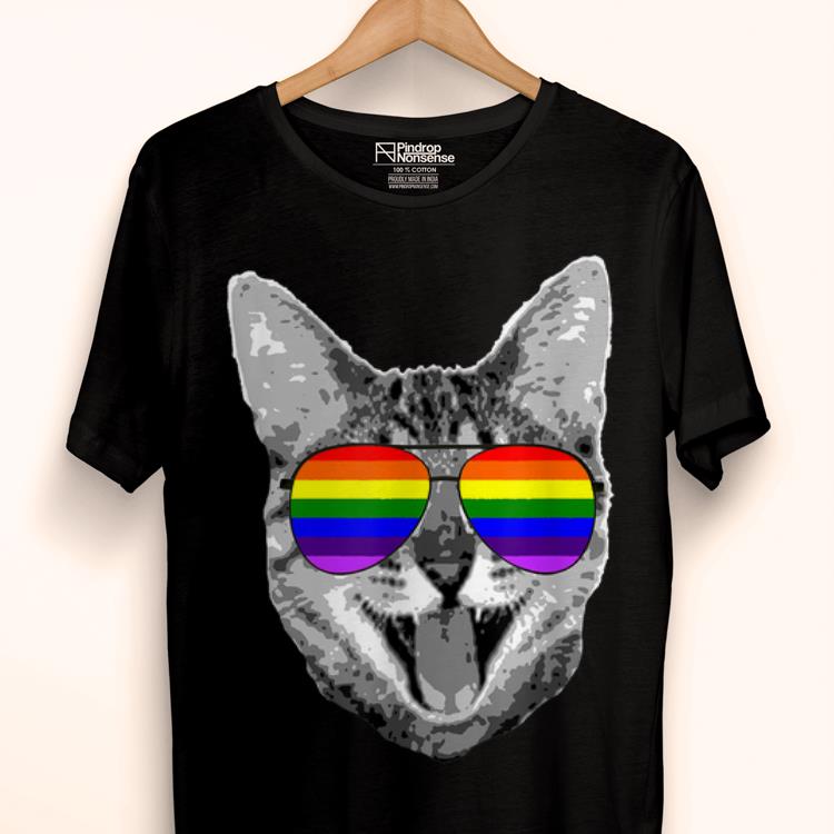 Premium Cat Lover LGBT Lesbian Gay Pride Diversity Sunglasses Shirt