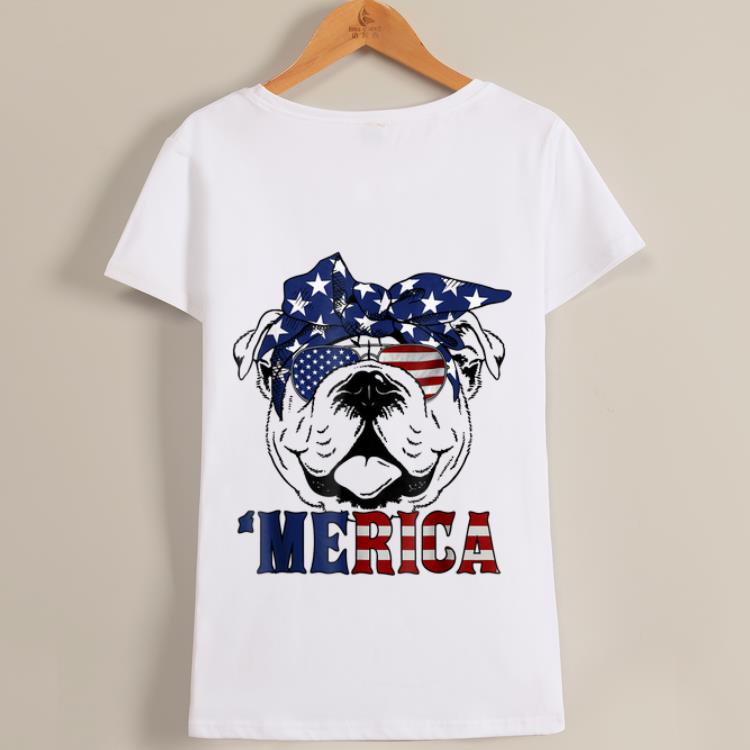 Premium Merica American Flag Bulldog 4th of July Shirt