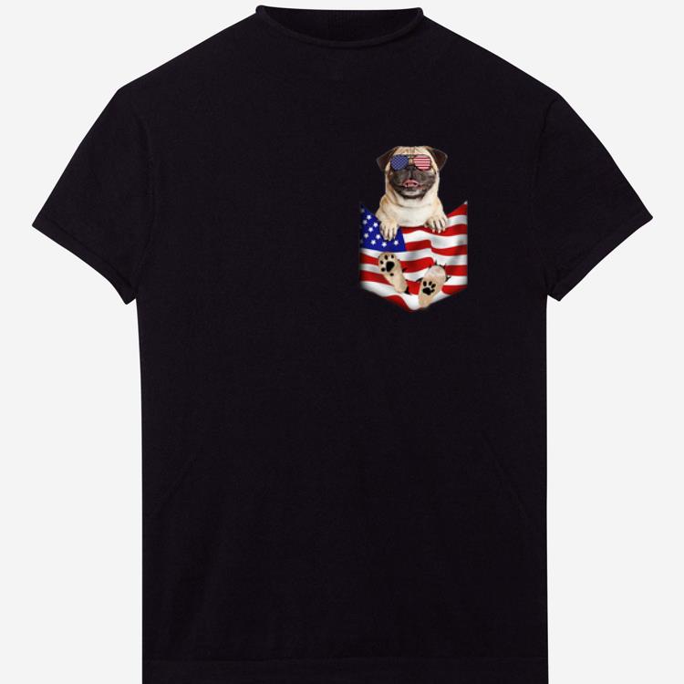 Pretty Pug In Pocket American Flag 4th July Happy Independence Day shirt