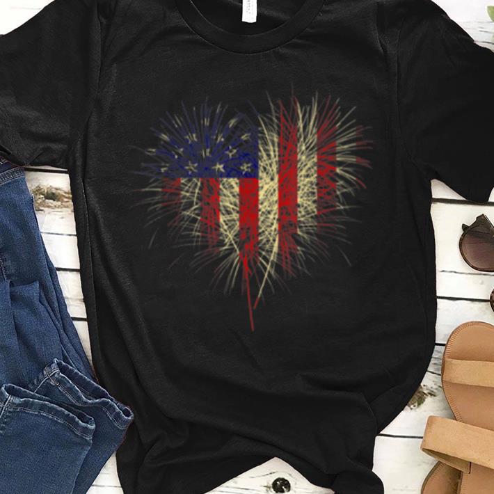 PrettyFirework American Flag Heart Happy 4th Of July shirt