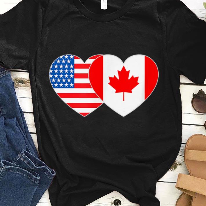 TopCanada And USA Flag Twin Heart For Canadian Americans July 4th shirt