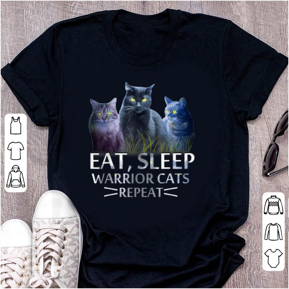 Awesome Eat Sleep Warrior Cats Repeat Cat Lover shirt