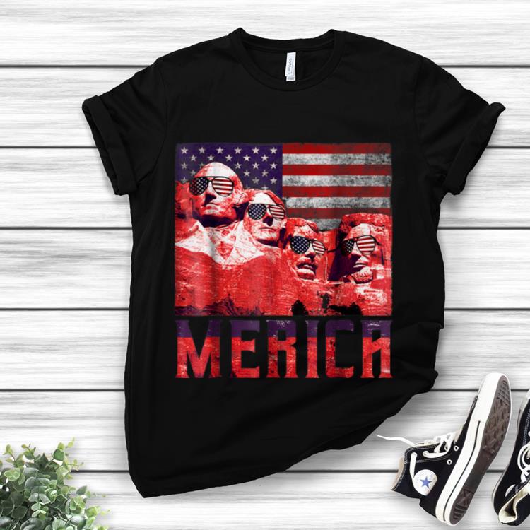 Awesome Merica 4th of July Mount Rushmore US Flag shirt