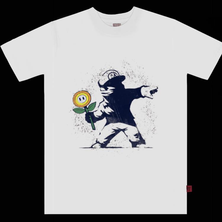 Awesome Supper Mario Banksy Flower Make Love Not War shirt