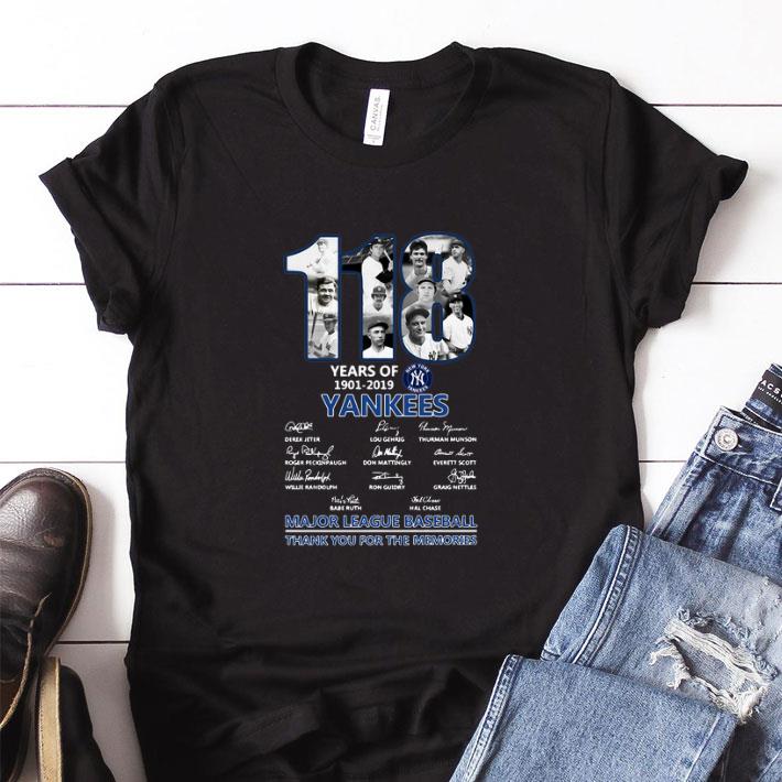 Funny 118 Years Of New York Yankees 1901-2019 signatures shirt Funny 118 Years Of New York Yankees 1901-2019 signatures shirt 1