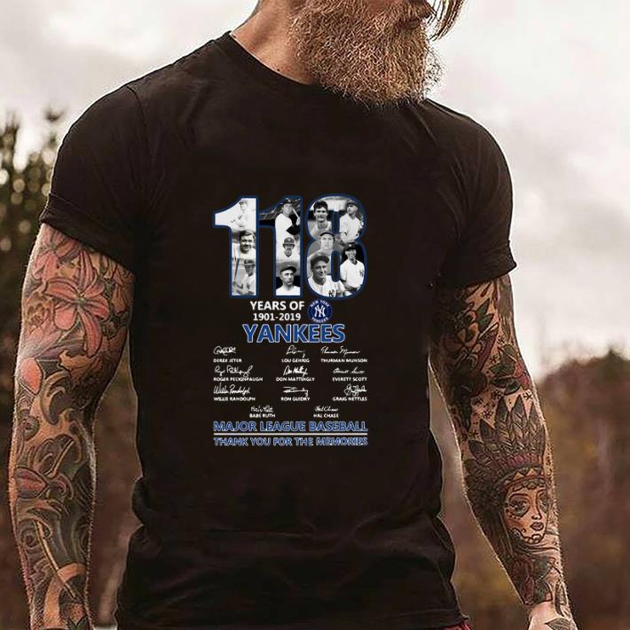 Funny 118 Years Of New York Yankees 1901-2019 signatures shirt 1 Funny 118 Years Of New York Yankees 1901-2019 signatures shirt 2