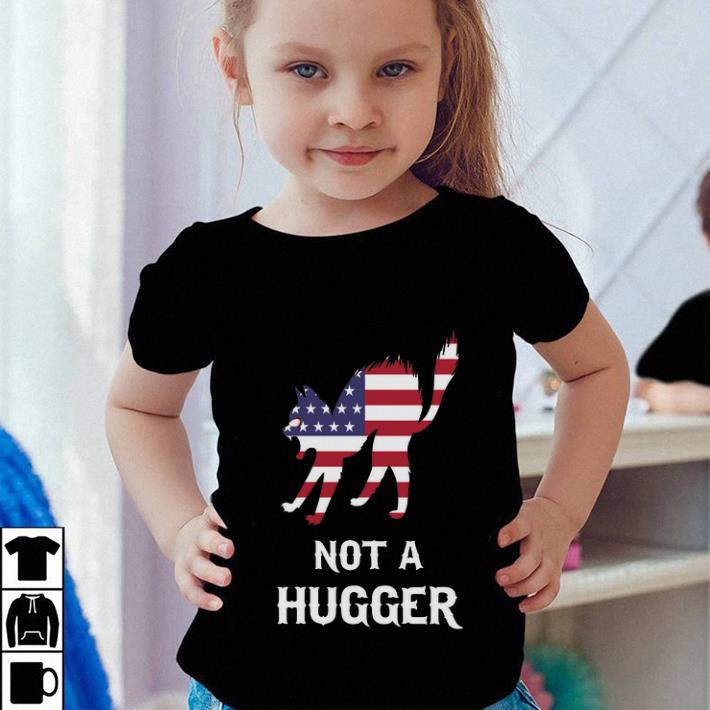 Funny American flag cat not a hugger shirt