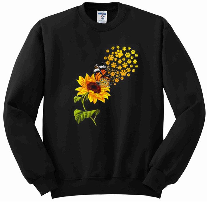 Hot Dog paw sunflower and butterfly shirt
