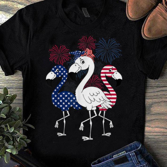 Hot Flamingo USA American Flag 4th Of July Patriotic shirt