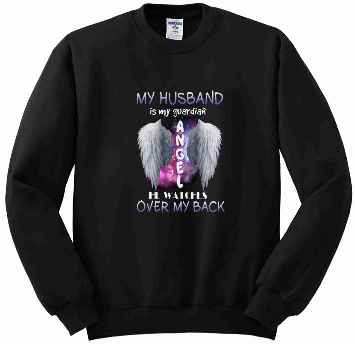 Hot My husband is my guardian angel he watches over my back wings shirt